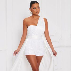 Drunk in Love White Sequin 2 Piece Set Romper